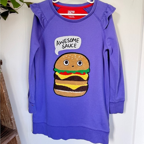 Spotted Zebra Other - 🍔 “Awesome Sauce” Ruffle Raglan Dress — Size 6-7 💜✨